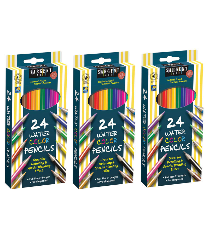 Watercolor Pencils, 24 Colors Per Box, 3 Boxes